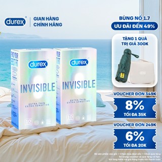 Bộ 2 hộp bao cao su Durex Invisible siêu mỏng size 52mm (10 bao/hộp) 