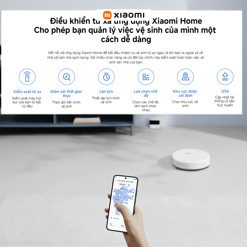 Robot hút bụi lau nhà Xiaomi S40C - Lực hút 5000Pa - Kiểm soát lưu lượng nước - Bảo hành 12 tháng | BigBuy360 - bigbuy360.vn