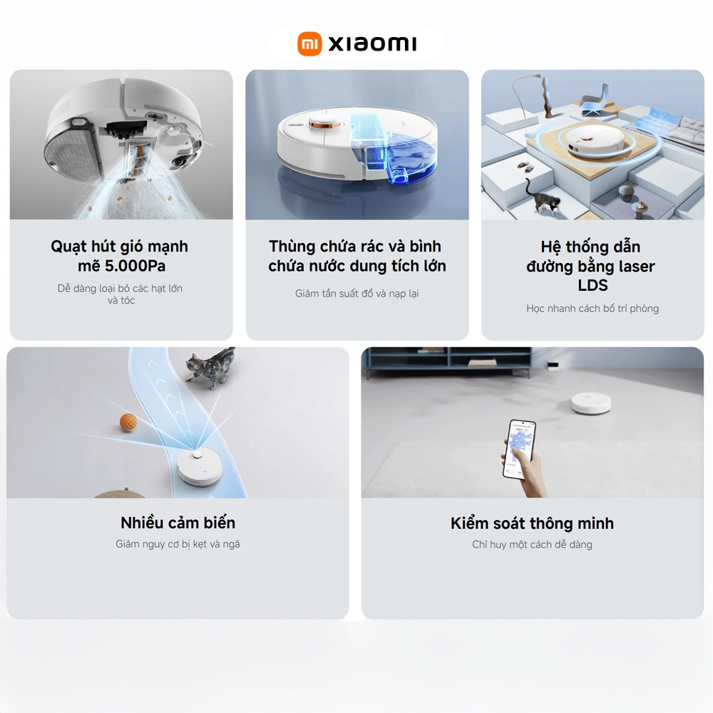 Robot hút bụi lau nhà Xiaomi S40C - Lực hút 5000Pa - Kiểm soát lưu lượng nước - Bảo hành 12 tháng | BigBuy360 - bigbuy360.vn