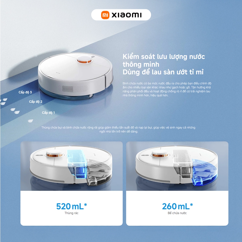 Robot hút bụi lau nhà Xiaomi S40C - Lực hút 5000Pa - Kiểm soát lưu lượng nước - Bảo hành 12 tháng | BigBuy360 - bigbuy360.vn