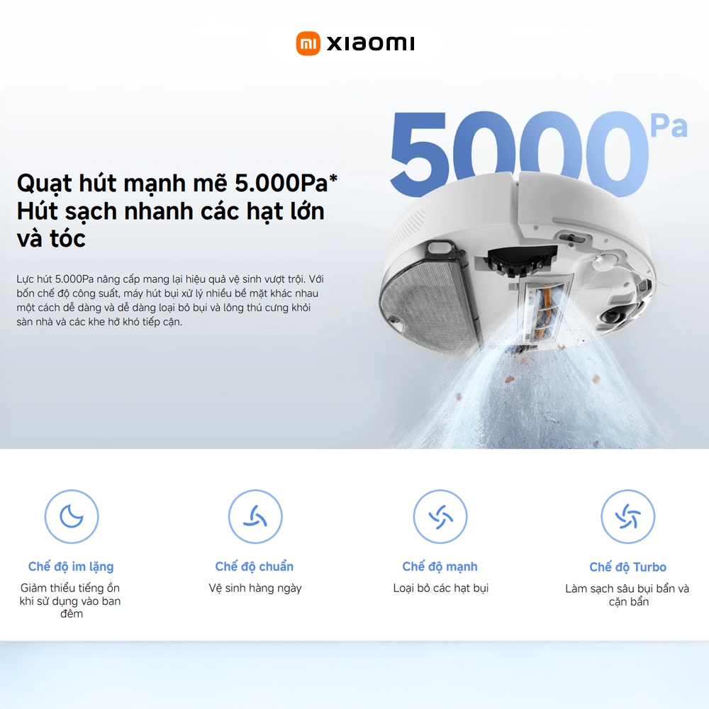 Robot hút bụi lau nhà Xiaomi S40C - Lực hút 5000Pa - Kiểm soát lưu lượng nước - Bảo hành 12 tháng | BigBuy360 - bigbuy360.vn