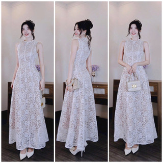  Đầm ren ba lỗ maxi dáng dài ba lỗ cực dễ thương cho nữ đi chơi dự tiệc sang trọng phong cách tiểu thư 