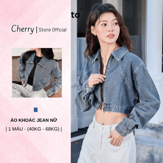 Áo khoác jean nữ CHERRY dáng croptop jacket vải bò Denim cao cấp chính phẩm T136
