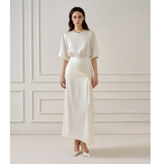  Áo Sơ Mi Lụa Tay Ngắn Chân Váy Midi Vặn Xoắn Xẻ Trước  Nữ WHITE ANT Hàng Thiết Kế Cao Cấp 170100025 