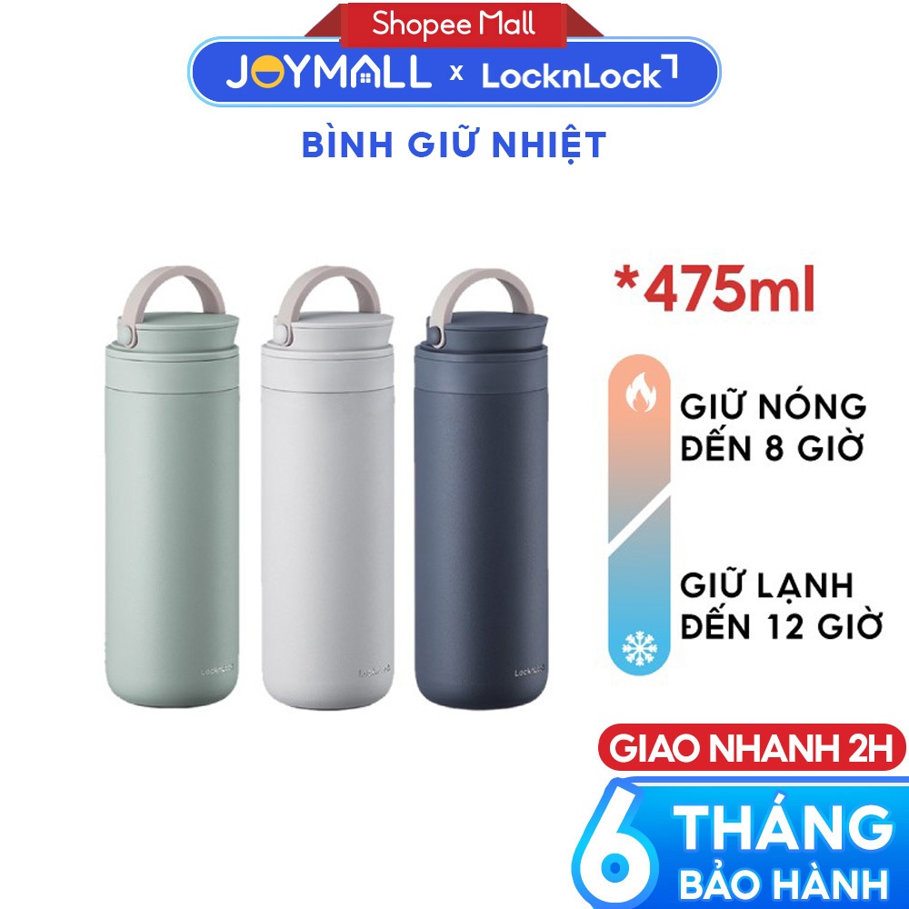 Bình giữ nhiệt LocknLock 475ml Metro Two Way LHC4274, Hàng chính hãng, có quai xách, 2 nắp - JoyMall