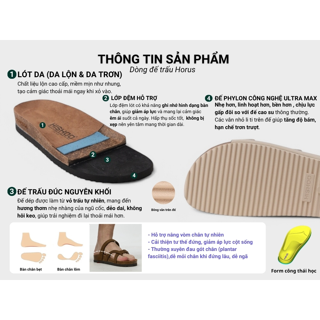 Dép đế trấu birken nam nữ unisex quai ngang 2 khoá da lộn premium đi học công sở bigsize chính hãng Hishoo VNXK H093 | BigBuy360 - bigbuy360.vn