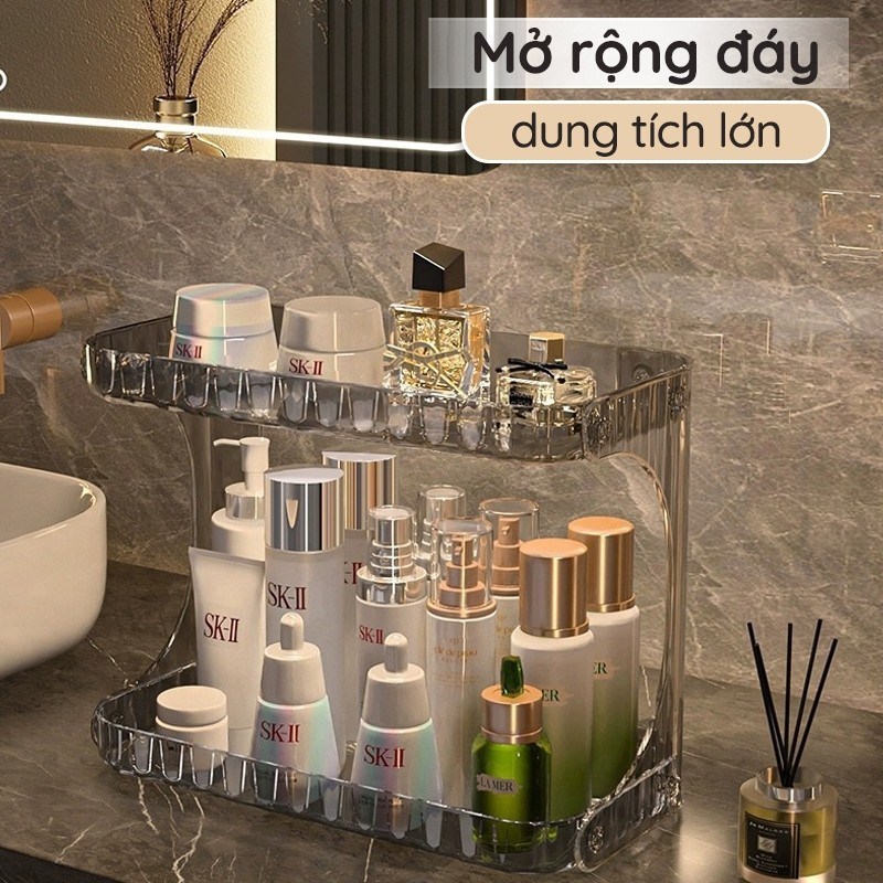 [SẴN] Kệ Đựng Mỹ Phẩm 2 Tầng Nhựa Mica Trong Suốt, Kệ Để Đồ Nhà Tắm Để Bàn Trang Điểm Sang Trọng | BigBuy360 - bigbuy360.vn