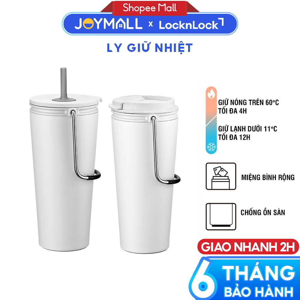 Ly giữ nhiệt LocknLock Bucket LHC4268 LHC4269 540ml, Hàng chính hãng,màu trắng, có quai xách-JoyMall