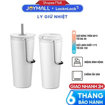 Ly giữ nhiệt LocknLock Bucket LHC4268 LHC4269 540ml, Hàng chính hãng,màu trắng, có quai xách-JoyMall