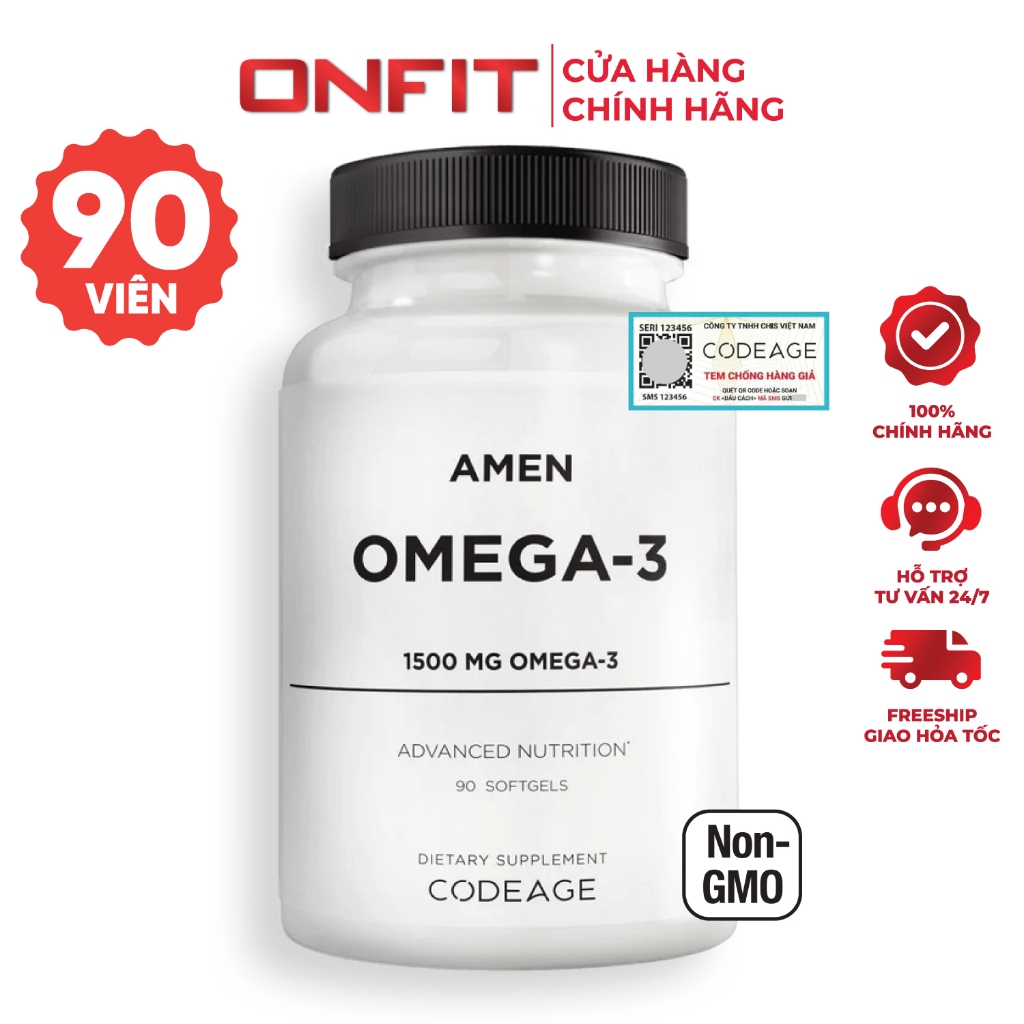 Viên Uống Dầu Cá Codeage Amen Omega 3 (90 Viên) Dầu Cá Cao Cấp Tinh Khiết | ONFIT
