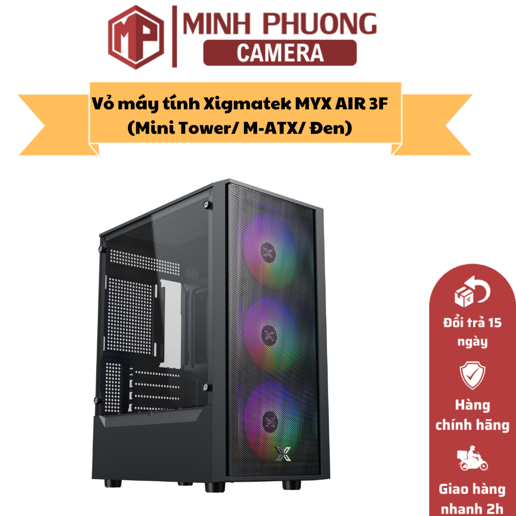 Vỏ máy tính Xigmatek MYX AIR 3F (Mini Tower/ M-ATX/ Đen) chính hãng.