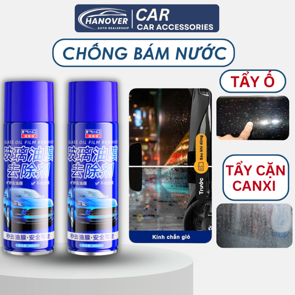 [CHÍNH HÃNG] Chai Xịt Tẩy Ố Kính, Phủ NANO Chống Bám Nước Xe Ô Tô PLC NHẬP KHẨU , Tẩy Cặn Canxi, Làm Bóng Kính Xe