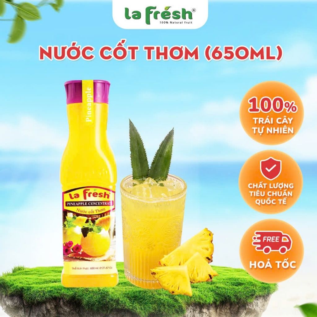 Nước Cốt Thơm Lafresh Đà Lạt Chai 650ml - Hương vị tự nhiên, pha chế nhanh tại nhà