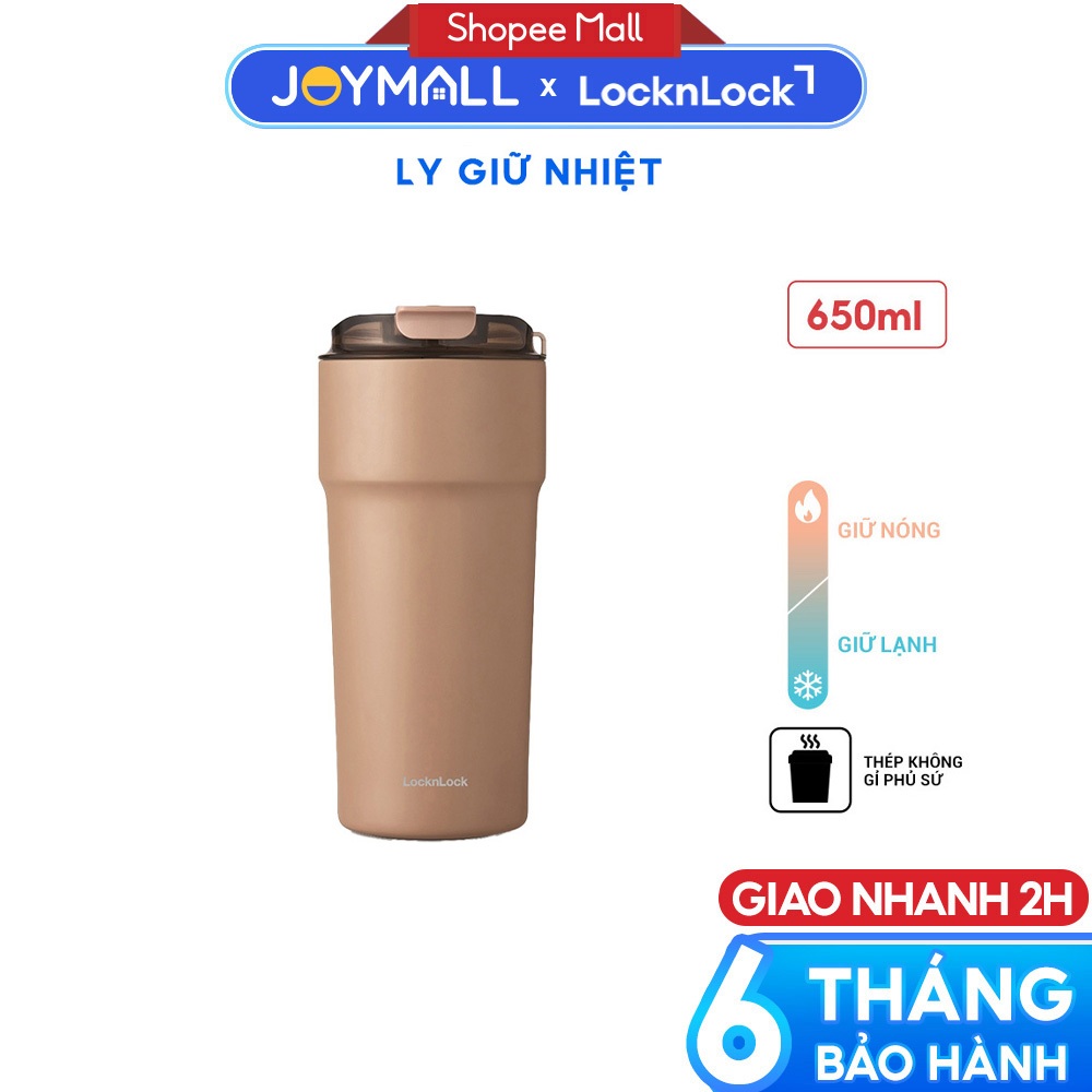 Ly Giữ Nhiệt Thép Phủ Sứ LocknLock Metro Cafe Tumbler 650ml LHC4359CHO, Hàng Chính Hãng - JoyMall