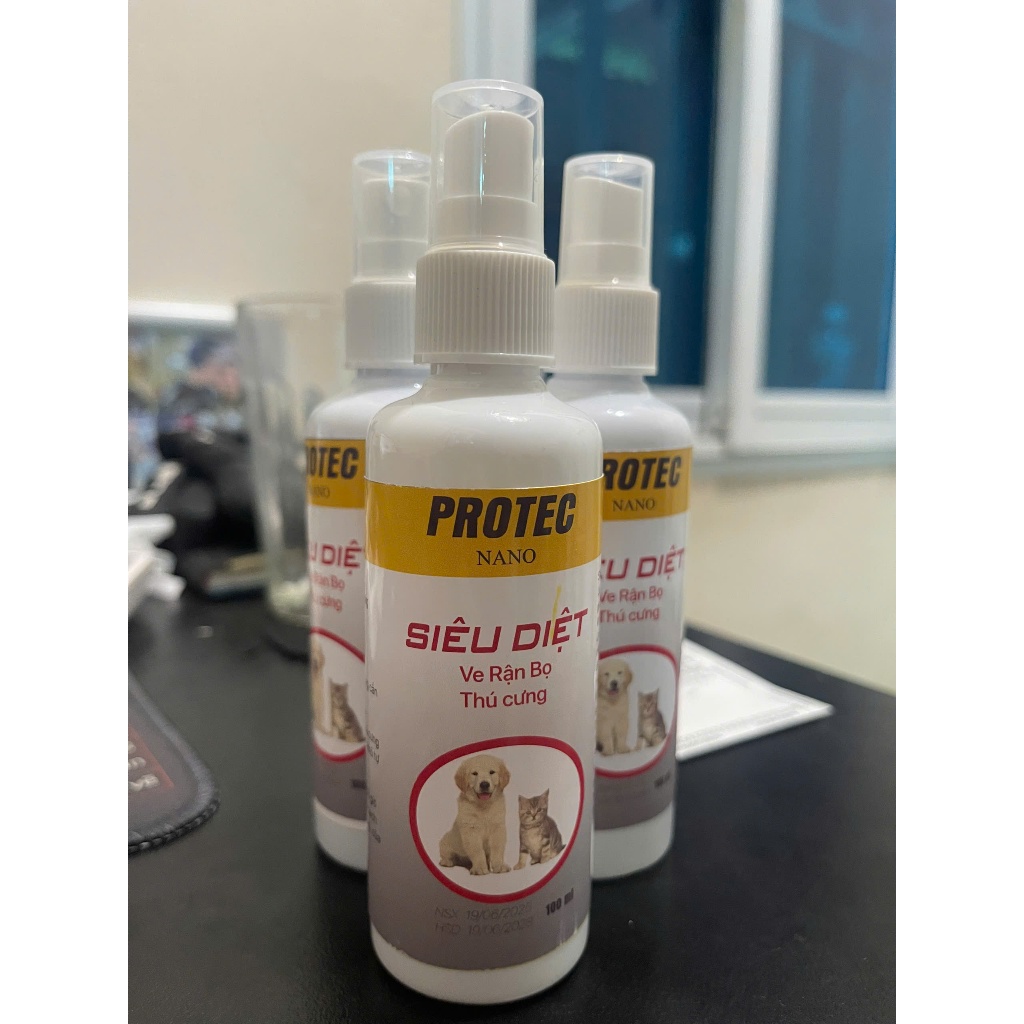 Protec Nano - Xịt Diệt Ve Rận Bọ Chét Cho Chó Mèo Siêu Hiệu Quả 100ml Thảo Dược Lành Tính Không Độc 
