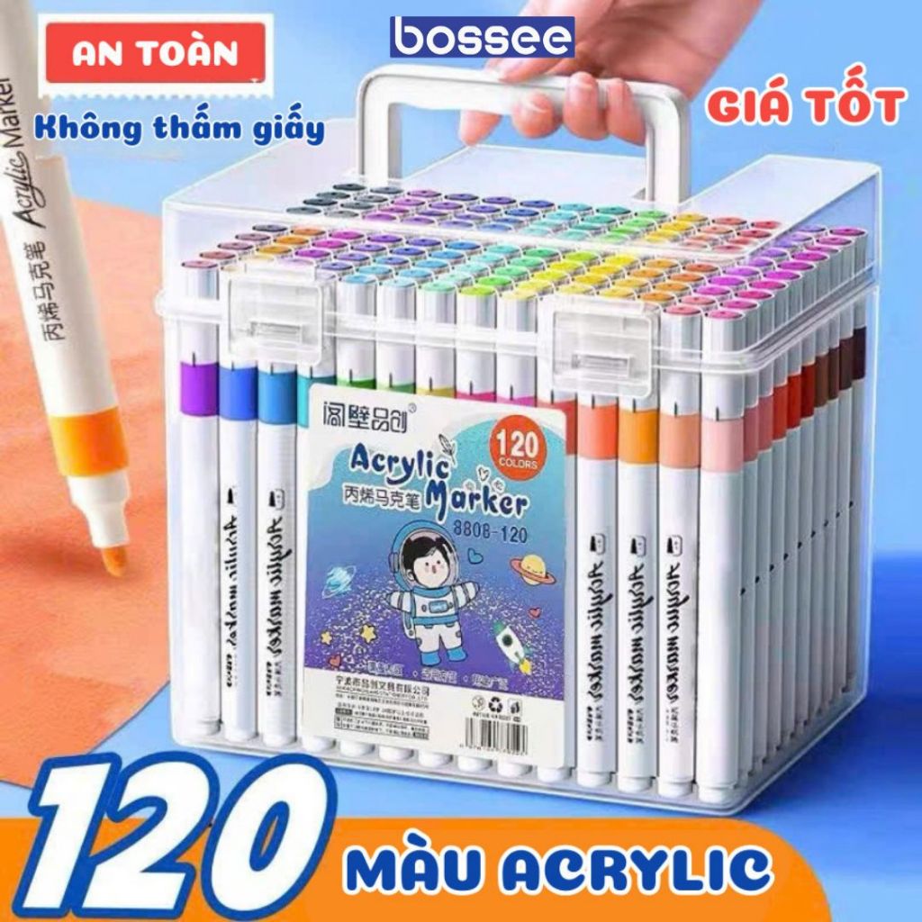 Bút Màu Dạ 120 Màu Marker Acrylic, Họa Cụ Tô Màu Dạ Vẽ Tranh Anime, Sáng Tạo DIY Trên Mọi Chất Liệu