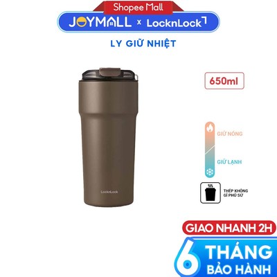 Ly Giữ Nhiệt Thép Phủ Sứ LocknLock Metro Cafe Tumbler 650ml LHC4359DBRW, Hàng Chính Hãng - JoyMall