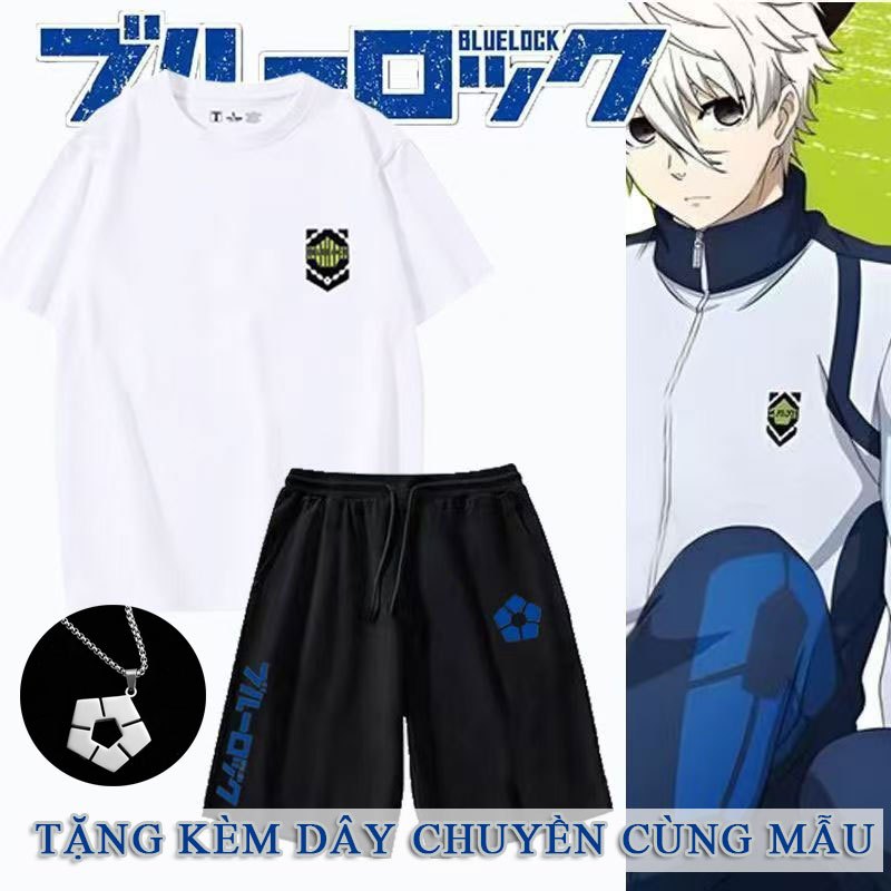Blue Lock Mikage Reo, Isagi Yoichi, Nagi Seishiro Set đồ cosplay Áo phông ngắn tay + quần đùi giá si