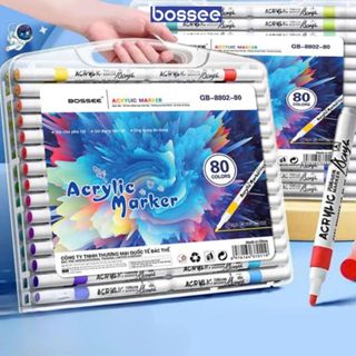 Bút Marker Acrylic Cho Bé Học Vẽ, Màu Sắc Tươi Sáng, Nhanh Khô, Không Lem - Hộp Quai Xách Tiện Lợi