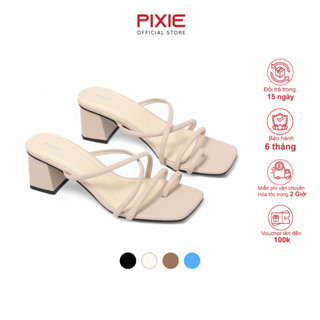 Guốc Cao Gót Nữ 5CM Mũi Vuông Xỏ Ngón Pixie H314