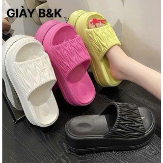  Dép bánh mì quai ngang nhún đế cao 7cm chất EVA siêu nhẹ êm chân tăng chiều cao đi biển chống nước BK-6 