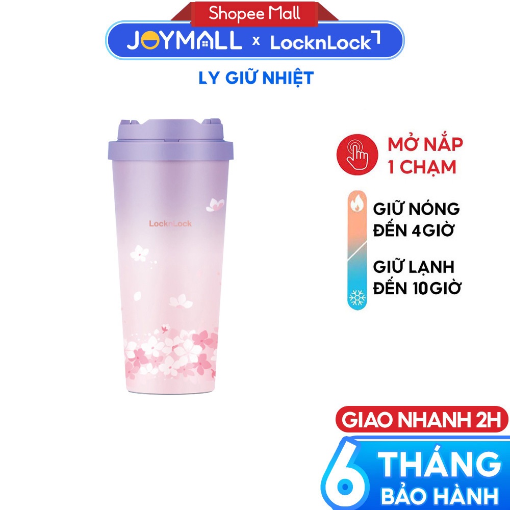 Ly giữ nhiệt LocknLock 550ml Tím Đào LHC3249VOLPB, Hàng chính hãng, thép không gỉ - JoyMall