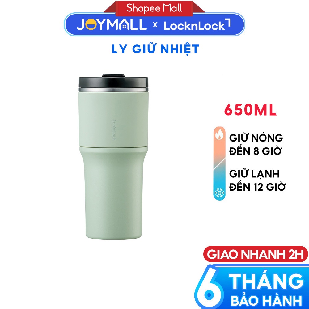 Ly giữ nhiệt LocknLock 650ml LHC4277SMIT Xanh Mint, Hàng chính hãng kèm ống hút cọ rửa - JoyMall