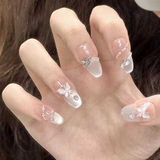  Móng tay giả mắt mèo đính đá Nailbox mắt mèo đính đá Nailbox dài nhọn Nialbox cô dâu Z510 Shyn House Nail 