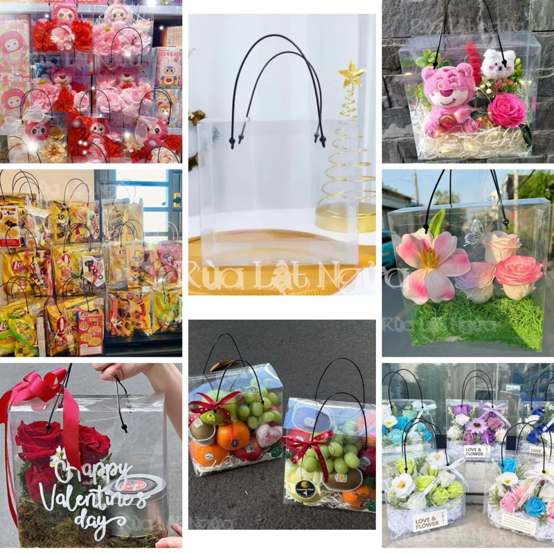 Hộp mica trong suốt, hộp nhựa trong suốt lớn 14cm, 20cm, 25cm, 30cm cắm hoa đựng quà, bánh kẹo, tốt 