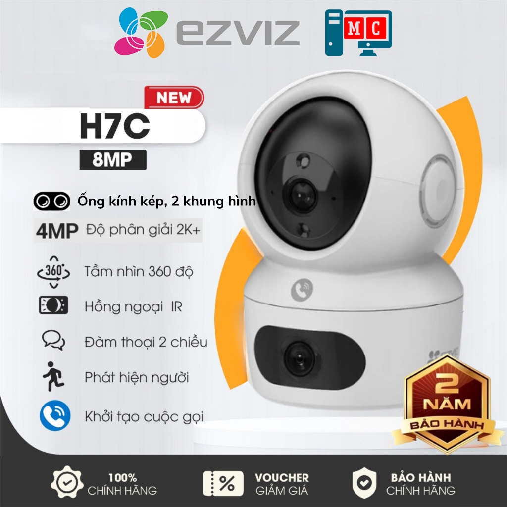 Camera EZVIZ H7C 4MP + 4MP – Nhận Diện Người, Zoom Cảnh Báo, Đàm Thoại, Quay 360, Ban Đêm Có Màu