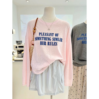 Áo thun nữ tay dài thun giấy in hình chữ mặc hè Menina_studio, áo thun dài tay nữ form rộng thời trang