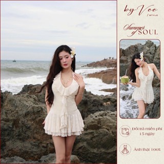 Váy ren trắng cổ bèo 2 tầng Titus Dress - ByVee Style