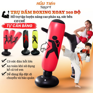 Trụ Đấm Bơm Hơi Boxing Tự Cân Bằng Xoay 360Độ, Bao Cát Võ Thuật Luyện Tập Phản Xạ Đối Kháng Đấm Bốc