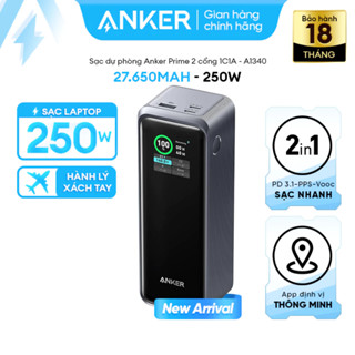 Pin Dự Phòng Anker Prime A1340 27.650mAh Công suất lớn 250W  3 cổng 2C1A Hỗ trợ App Màn hình led thông minh - Chính hãng