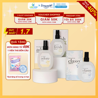 Chai xịt thơm quần áo cao cấp Lovenose 100ml, Nước hoa xịt áo, loại bỏ mùi hôi, lưu hương 24h