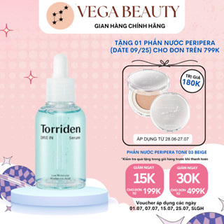 [MẤT LINK CŨ 1000+ LƯỢT BÁN] Serum TOR RI DEN Dive-in chứa HA B5 50ml siêu cấp nước, mỏng nhẹ