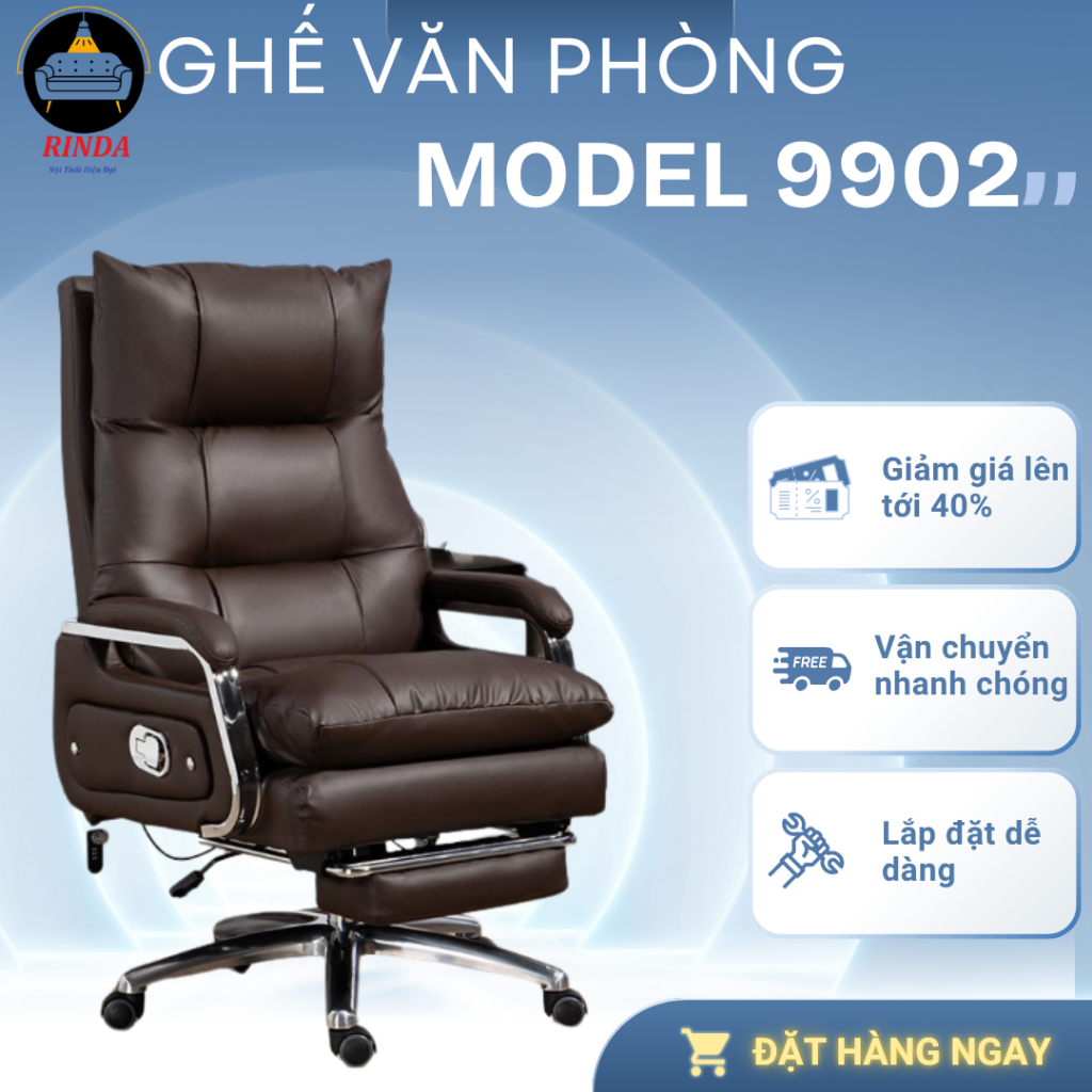 Ghế Giám Đốc Bọc Da Cao Cấp Massage 7 điểm, Ghế Chủ Tịch Xoay Làm Việc Văn Phòng Phong Cách Sang Trọng 9902