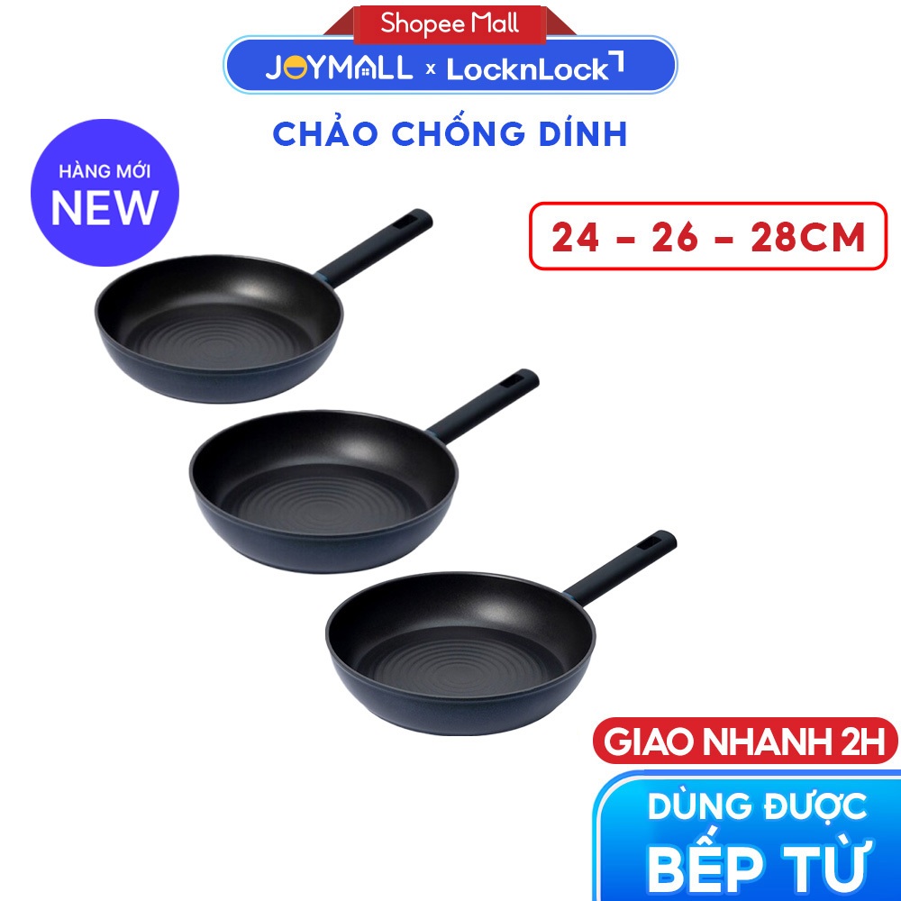 Chảo Chống Dính LocknLock Balance Cook 24, 26, 28cm, Hàng Chính Hãng, Dùng Mọi Loại Bếp - JoyMall