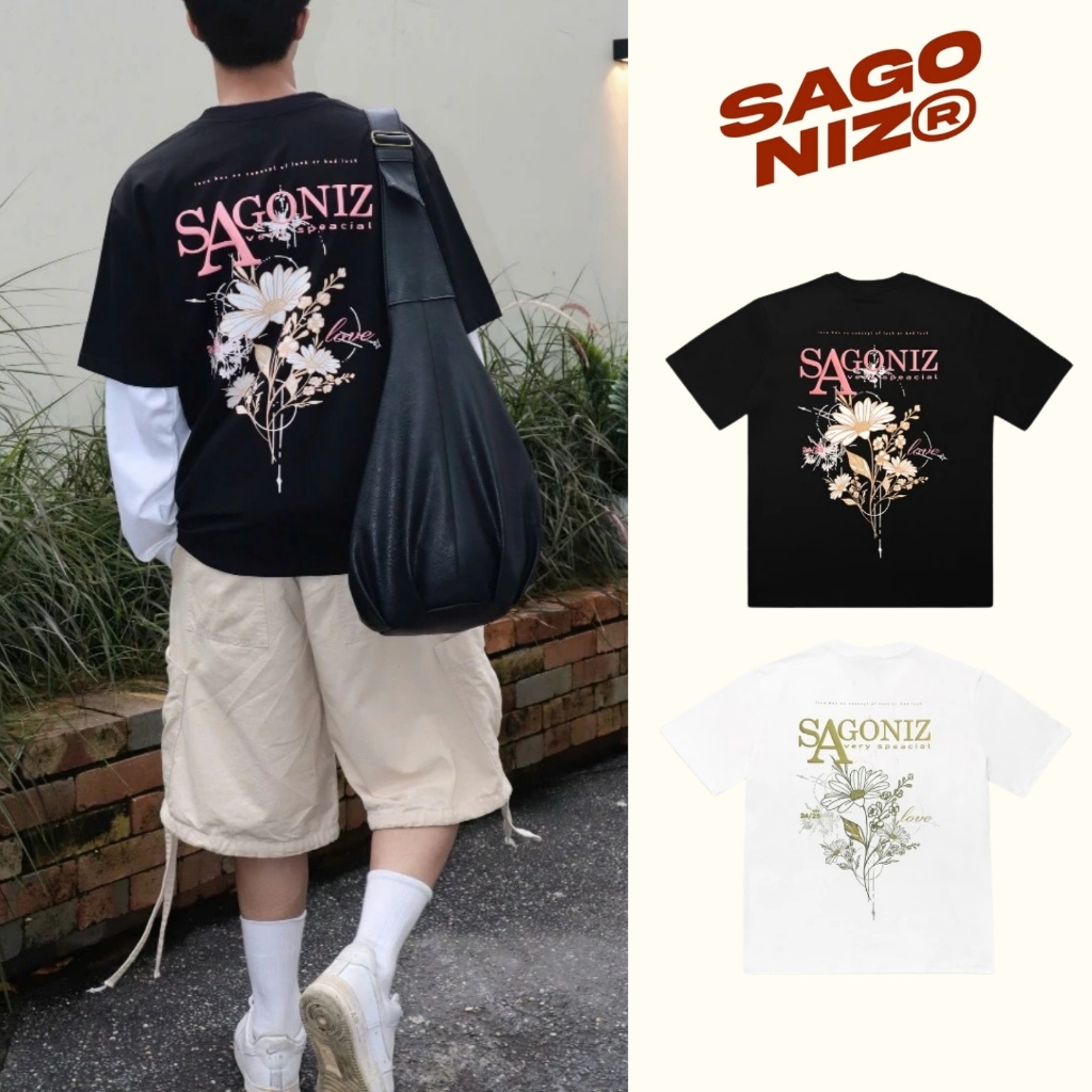 Áo thun unisex SPECIAL FLOWER TEE local brand SAGONIZ chất cotton form rộng in chữ sau lưng basic dễ