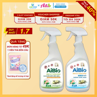 Bình thuốc xịt chống ruồi, muỗi AIBIO 530ml, Sịt côn trùng thành phần tự nhiên không mùi