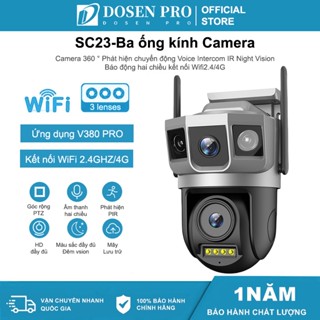 Camera Wifi 3 Mắt giám Dosen pro Sc23 sát Ngoài Trời Không Dây Ip66 Thông Minh chống nước an toàn  Siêu Nét 4G Sim