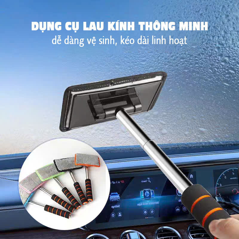 Chổi rửa xe ô tô đa năng bản cao cấp TICAUTO,  lau kính lau sàn nhà sợi mềm điều chỉnh được độ cong và độ dài 