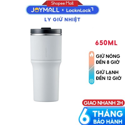 Ly giữ nhiệt LocknLock 650ml LHC4277SWHT Màu Trắng, Hàng chính hãng, kèm ống hút cọ rửa - JoyMall