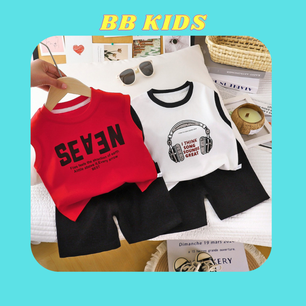 Bộ sát nách bé trai BB KIDS, bộ đồ hàn quốc bé trai 2025
