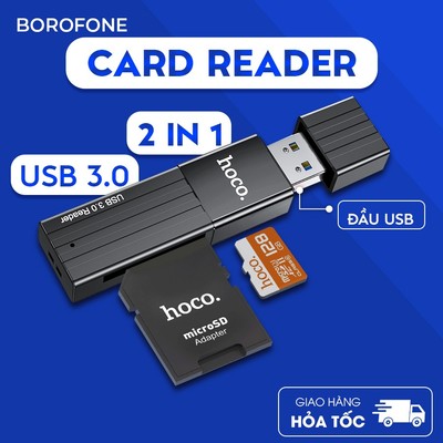 Đầu đọc thẻ nhớ USB 3.0 HOCO HB20 Card Reader SD TF tốc độ cao cho PC Laptop Macbook Điện thoại ...