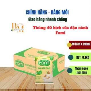 Thùng 40 Bịch Sữa Đậu Nành Nguyên Chất Fami 200ml/Bịch