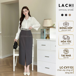Chân váy bút chì dáng dài LACHI công sở cạp cao xẻ tà tôn dáng che khuyết điểm có bigsize LC-CV113