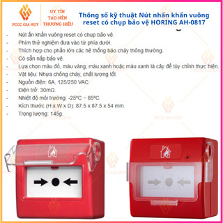 Nút ấn khẩn vuông reset Horing  AH-0817
