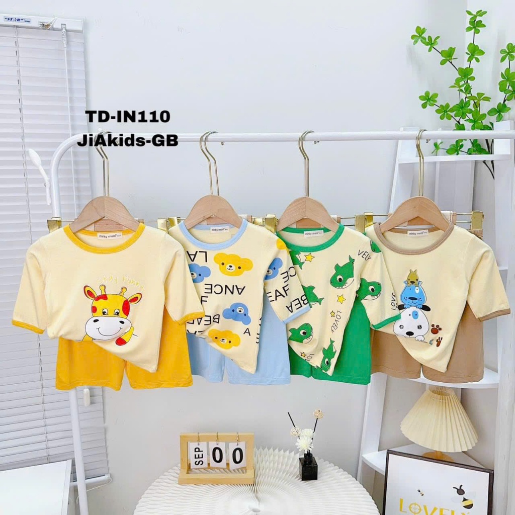 Bộ  Tay LỠ Bé Trai-Gái Thun Lạnh Minky Mom Chính Hãng B2-TL-28