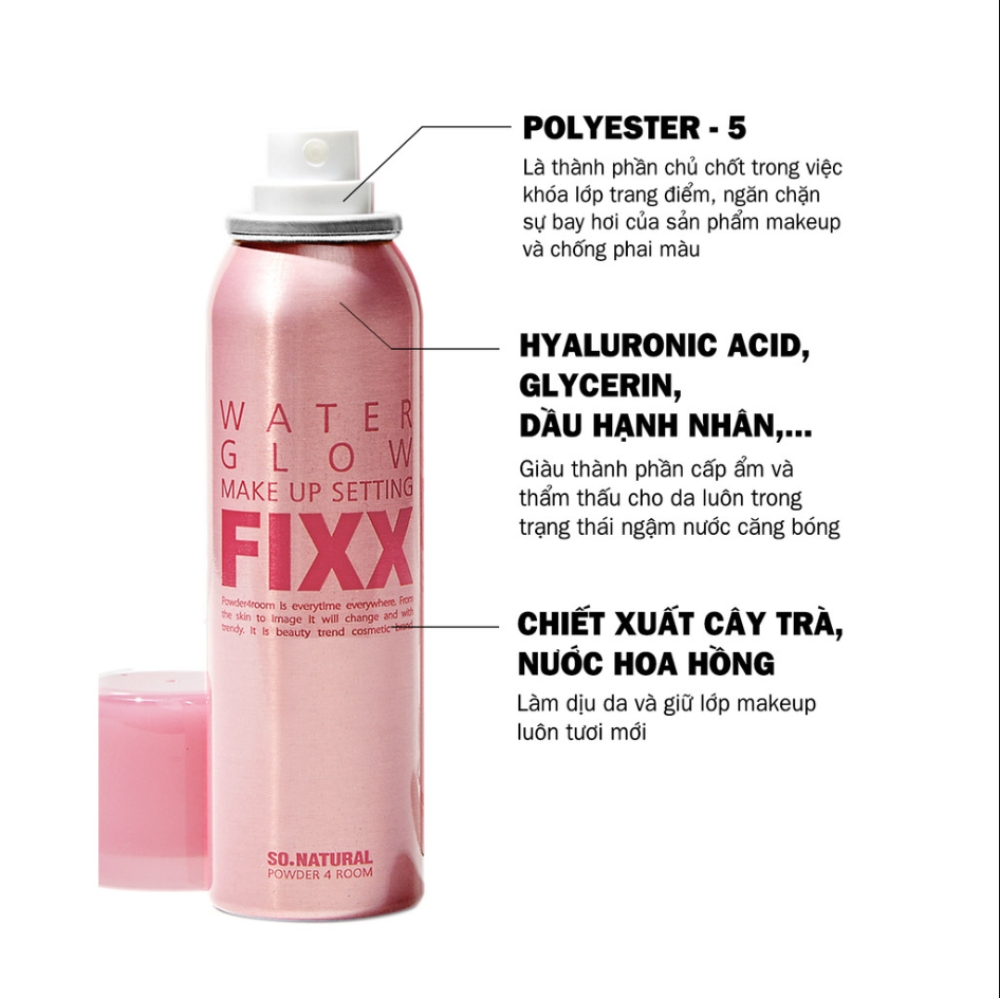 Xịt Khóa nền So’Natural Make Up Setting Fixx giúp lớp nền căng bóng, mịn lì | BigBuy360 - bigbuy360.vn